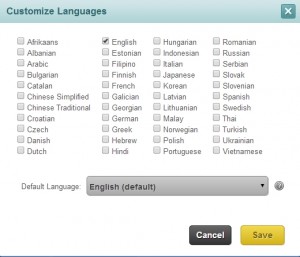 Customize Languages Dialog